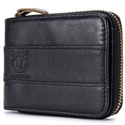 LOXO CASE Geldbörse mit RFID Schutz, Doppelte Falte Herren Geldbeutel mit Münzfach Reißverschluss Portemonnaie 14 Kartenfächern Portmonee Brieftasche, mit Geschenkbox,N1,Black von LOXO CASE