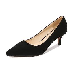 LOYYVE Damenschuhe mit spitzer Spitze, solide, Flache Fersen, Business-Schuhe, einzigartige Schuhe ohne Schnürsenkel für Damen, Schwarz, 44 EU von LOYYVE