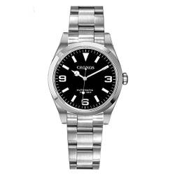 Cronos L6016 Automatische Kleid Herren Uhr Saphirglas 8215 Mechanische Edelstahl Armband Armbanduhren, farbe 1, Mechanisch von LOve Peace