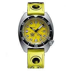 LOve Peace STEELDIVE SD1977T Gelbe Taucheruhr NH35 Uhrwerk 200M Mechanische Armbanduhr für Herren (Yellow Strap) von LOve Peace