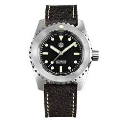 San Martin 41 mm Retro-Taucher, klassische Herren-Armbanduhr, Vintage-Japan, 8215, mechanische Uhren, 20 bar, leuchtende Armbanduhr für Herren, Leder mit Logo, 🔸 von LOve Peace