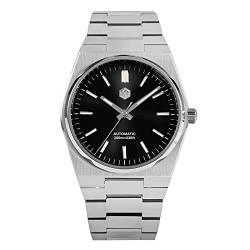 San Martin Miyota 9015 klassische Luxus-Herren-Armbanduhr, Schnellverschluss, Edelstahl-Armband, automatische mechanische Uhren, schwarz von LOve Peace