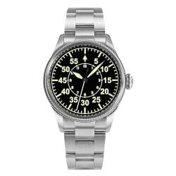 San Martin SN033G Piloten-Militär-Herren-Armbanduhr, modisch, mechanisch, Edelstahl, 39 mm, Zifferblatt B von LOve Peace