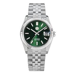 San Martin SN058G Herren-Armbanduhr, 36,5 mm, klassisch, Business, Luxus, automatisch, mechanisch, modisch, für Paare, Sonnengrün von LOve Peace