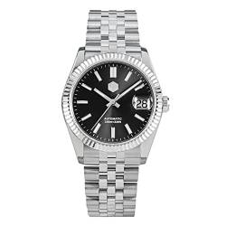 San Martin SN058G Herren-Armbanduhr, 36,5 mm, klassisch, Business, Luxus, automatisch, mechanisch, modisch, für Paare, Sunny Black von LOve Peace