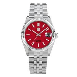 San Martin SN058G Herren-Armbanduhr, 36,5 mm, klassisch, automatisch, mechanisch, modisch, für Paare, Rot/Ausflug, einfarbig (Getaway Solids), Mechanisch von LOve Peace