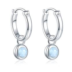 LP LOHASPIE Clip-Ohrringe für Damen Mädchen Sterling Silber Massiv 925 Fassung Rundschliff Edelstein Rhodiniert Mode Stil Design Edles Schmuck Geschenk für Sie (Natürlicher Larimar) von LP LOHASPIE