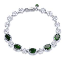 LP LOHASPIE Natürliche Edelstein Armbänder für Frauen Mädchen S925 Sterling Silber Chrom Diopside Rhodolith Granat Birthstone Elegante Rhodium überzogene Armband Feiner Schmuck (Chrom Diopside) von LP LOHASPIE