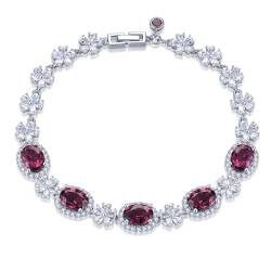 LP LOHASPIE Natürliche Edelstein Armbänder für Frauen Mädchen S925 Sterling Silber Chrom Diopside Rhodolith Granat Birthstone Elegante Rhodium überzogene Armband Feiner Schmuck (Rhodolith Granat) von LP LOHASPIE