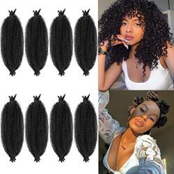 LPARMJIT Springy Afro Twist Haar 16 Zoll 8 Packungen Vorgetrennte Kinky Marley Twist Flechten Haar Für Weiche Butterfly Locs Pre-Fluffed Afro Twist Haarverlängerungen(16inch(Pack of 8), 1b) von LPARMJIT