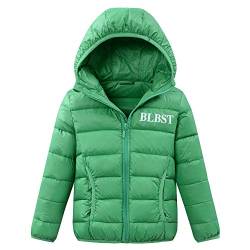 LPATTERN Kinder Jungen/Mädchen Leicht Daunenjacke Steppjacke Winterjacke Übergangsjacke gefüttert mit unabnehmbarer Kapuze, Frucht Grün, 146(Label: 150) von LPATTERN