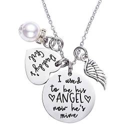 Gedenkkette mit Anhänger, Aufschrift „I used to be his angel now he‘s mine“, mit Engelsflügeln, Anhänger, Geschenk bei der Beerdigung des Vaters von LParkin