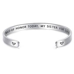 LParkin, Armband Für Frauen Rostfreier Stahl, Beschriftung auf der Innenseite: My Maid Of Honor Today, My Sister For Life“, Freundschaft Armband, Personalisierte Geschenke von LParkin