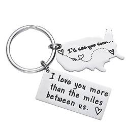 LParkin Damen Liebe schlüsselanhänger für Paare i Love You More Than The Miles Between us ich Immer werde Liebe sie Long Distance Relationship Geschenk von LParkin