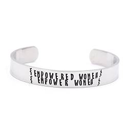 LParkin Empowered Women Empower Frauen Metall gestempelt Edelstahl Manschette Armband politische Statement Feminismus, Einheitsgröße, Metall, No_Stone von LParkin