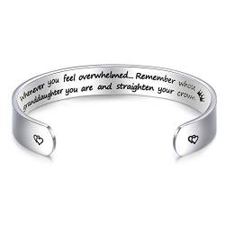 LParkin Inspirierendes Geschenk Damen-Armband "Whenever You Feel Overwhelmed Remember Whose Granddaughter You Are 3/8" 15,2 cm Edelstahl poliert, 15,2 cm, Sterling-Silber von LParkin