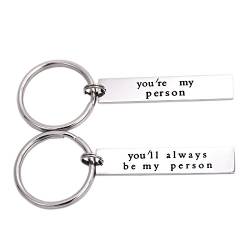 LParkin Schlüsselanhänger-Set „You're My Person“ und „You'll Always Be My Person“, Edelstahl Keychain-Set von LParkin