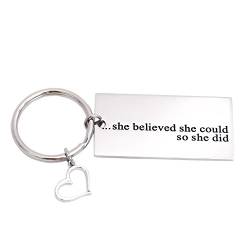 LParkin Schlüsselanhänger mit Aufschrift "She Believed She Believed She Could So She Did", Edelstahl, Abschlussschmuck von LParkin
