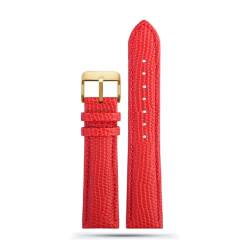 LQXHZ 16mm 18mm 20mm 22mm Schwarz Braun Rot Grade Eidechse Muster Männer Und Frauen Echtes Leder Uhrenarmband (Color : Red gold pin, Size : 22mm) von LQXHZ
