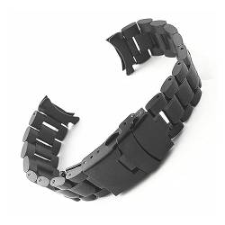 LQXHZ 18/20/22/24 Edelstahl Massives Uhrenarmband Bogenende Stahlarmband Versicherung Faltschließe Ersatzuhrenarmband (Color : Arc end Black, Size : 22mm) von LQXHZ