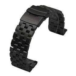 LQXHZ 18 Mm 20 Mm 22 Mm 24 Mm 26 Mm Hochwertiges Vollmassiv-Edelstahl-Flachschnittstellen-Uhrenarmband-Bügel-Armband Mit Werkzeugen (Color : Black-Screw, Size : 20mm) von LQXHZ