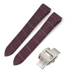 LQXHZ 20 Mm 23 Mm Hochwertiges Italienisches Rindsleder-Uhrenarmband, Schwarz, Braun, Strukturiertes Lederarmband, Geeignet For Cartier Santos-Uhren (Color : Purple, Size : 23MM_SILVER CLASP) von LQXHZ