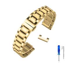 LQXHZ Edelstahl-Armband Mit Gebogenem Ende, Kompatibel Mit Tissot 1853 T035 14/16/17/18/22/24 Mm Uhrenarmband Damen Herren Armband (Color : Gold-Flat, Size : 14mm) von LQXHZ