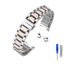 LQXHZ Edelstahl-Armband Mit Gebogenem Ende, Kompatibel Mit Tissot 1853 T035 14/16/17/18/22/24 Mm Uhrenarmband Damen Herren Armband (Color : SilveryRoseGold-Cure, Size : 16mm) von LQXHZ