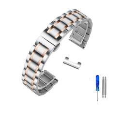 LQXHZ Edelstahl-Armband Mit Gebogenem Ende, Kompatibel Mit Tissot 1853 T035 14/16/17/18/22/24 Mm Uhrenarmband Damen Herren Armband (Color : SilveryRoseGold-Flat, Size : 14mm) von LQXHZ