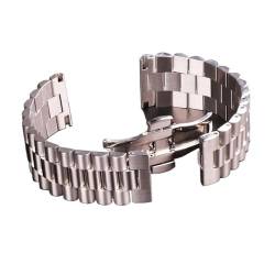 LQXHZ Edelstahlarmband 22mm 21mm 20mm 18mm 16mm Massive Metalluhr Herren Damen Silber Uhrenarmbänder Zubehör (Color : Silver, Size : 16mm) von LQXHZ
