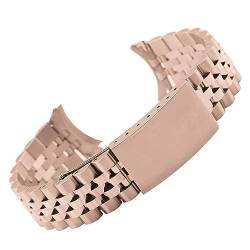 LQXHZ Edelstahlarmband Mit Gebogenem Ende, Kompatibel Mit Rolex-Luxusarmband, Uhrenarmband, Zubehör, Herren, 18 Mm, 19 Mm, 20 Mm, 21 Mm, 22 Mm (Color : Rose gold, Size : 17mm) von LQXHZ