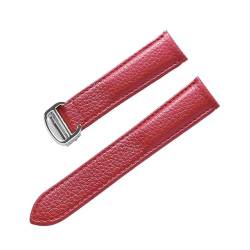 LQXHZ Gürtel Leder Uhrenarmband Litschi Weiches Leder Herrengürtel Damen Armband Kompatibel Mit Cartier Tank London Blue Uhrenzubehör (Color : Red silver buckle, Size : 20mm) von LQXHZ