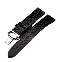 LQXHZ Herren-Armband aus Krokodilleder mit Schnellverschluss, handgefertigt, ultradünn, 18, 20, 22 mm, weiches Armband, Retro-Stil, Schwarz, 19 mm, Achat von LQXHZ