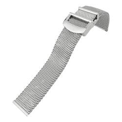 LQXHZ Hochwertiges Edelstahl-Armband Aus Gewebtem Mesh, 20 Mm, 21 Mm, 22 Mm, Kompatibel Mit IWC Portofino Solid Uhrenarmband (Color : Silver, Size : 22MM_NO LOGO) von LQXHZ