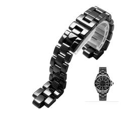 LQXHZ Konvexes Keramik-Uhrenarmband, kompatibel mit J12-Armband, 16 mm, 19 mm, spezielle solide Glieder, Faltschließe, Schwarz / Weiß, 14 mm, Achat von LQXHZ