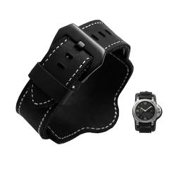 LQXHZ Retro Dick Echtes Leder Uhrenarmband Uhrenarmband Herren Armbanduhr Armband Armbanduhren Band 20 22 24mm 26mm Braun Schwarz Mit Mat (Color : Black black buckle, Size : 26mm) von LQXHZ