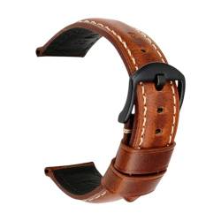 LQXHZ Retro-Uhrenarmband aus echtem Leder, Ölwachs, Rindsleder, 18, 20, 22, 24 mm, für Damen und Herren, Braun, 26 mm, Achat von LQXHZ