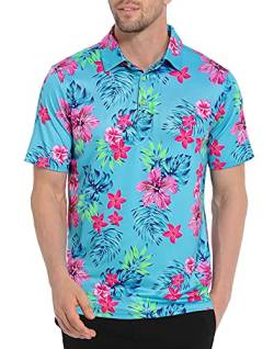 LRD Golf-Shirts für Herren, LSF 50, feuchtigkeitsableitend, kurzärmelig, Gettin' Tropical, XX-Large von LRD