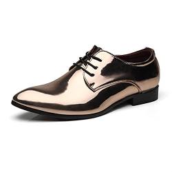 LRUII Formelle Oxford-Schuhe für Herren, zum Schnüren, einfarbig, spitzer Zehenbereich, Smoking, PU-Leder, rutschfest, Blockabsatz, niedriges Oberteil, rutschfest, für den Abschlussball von LRUII