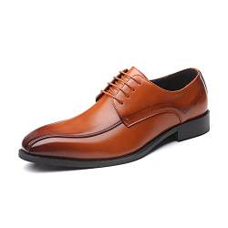 LRUII Oxford-Schuhe für Herren, formelle Oxford-Schuhe zum Schnüren, Derby-Schuhe mit brünierter Spitze, PU-Leder, Blockabsatz, Gummisohle, rutschfeste Low-Top-Business-Schuhe von LRUII