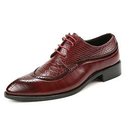 LRUII Oxford-Schuhe für Herren, zum Schnüren, Brogue-Prägung, Krokodil-Prägung, Leder, Low-Top, rutschfeste Gummisohle, Hochzeit von LRUII