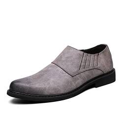 LRUII Oxford-Schuhe für Herren, zum Schnüren, poliert, runde Zehenpartie, veganes Leder, rutschfeste Gummisohle, Rutschfester Blockabsatz, Abschlussball von LRUII