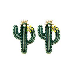 Damen Ohrringe Mode Ohrringe Edelstahl Kaktus Ohrringe Damen Kreative Ohrringe Kaktus baumelnde Kristall Ohrringe Damen Ohrringe 12PCS Fußball Ohrringe, 12 Stück A, Einheitsgröße von LRWEY