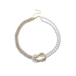 Diamant-Perlen-Halskette, Damen, trendig, leicht, luxuriös, vielseitig, Schlüsselbein-Kette, 6 Stück, elegante Damen-Halskette, 6 Stück Gold., Einheitsgröße von LRWEY