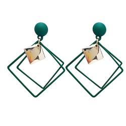 Fashion Simple Female Persönlichkeit Geometrische Schicht Doppel-Ohrringe Ohrringe Herz Form Creolen Ohrringe, grün, Einheitsgröße von LRWEY