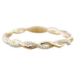 Gebratener Teig Twist Diamant Set Jahrestag Ring Diamant Form Mode Einfach Hohl Out Ring, gold, A von LRWEY