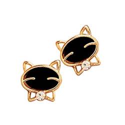 LRWEY 1 Paar schwarze Katze hochwertige feine Diamant Ohrstecker Western Ohrringe für Frauen, gold, Einheitsgröße von LRWEY