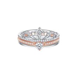 LRWEY 2-teiliges Set abnehmbare Modeschmuckringe Krone Diamanten Ringe Set Frauen Schmuck als Geschenk Grudge Ringe, silber, Einheitsgröße von LRWEY