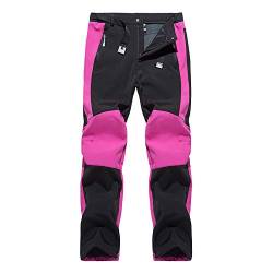 LRWEY Damen Skihose Schneehose Wasserdicht Wind Leicht Thermo Wanderhose Gerade Hose für Frauen, hot pink, 46 von LRWEY