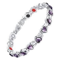 LRWEY Herzförmiges Gaussisches Magnetarmband mit verstellbarem Diamant-Magnetarmband für Hochzeitsgäste, Frauen, violett, Einheitsgröße von LRWEY
